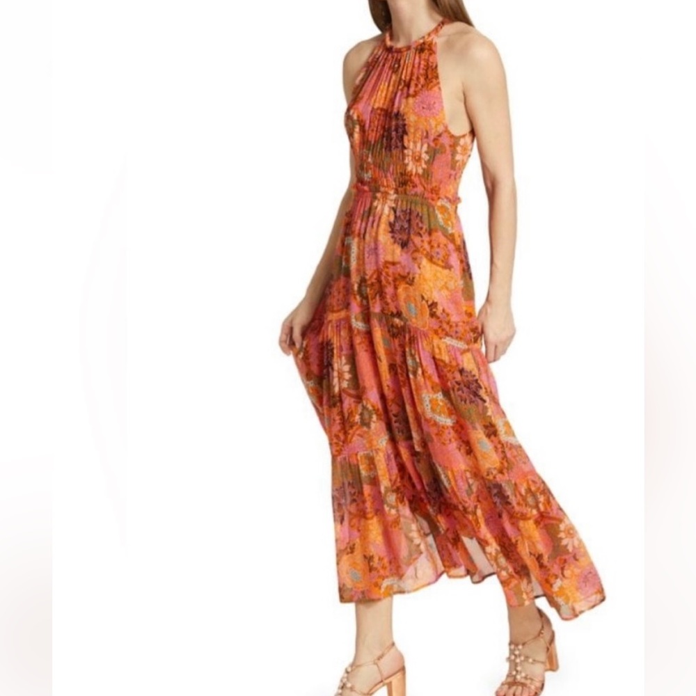 A.L.C. Pink and Orange Floral Midi Dress